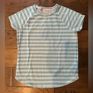 Athleta Girl Short Sleeve Tee - Light Green and White Stripes